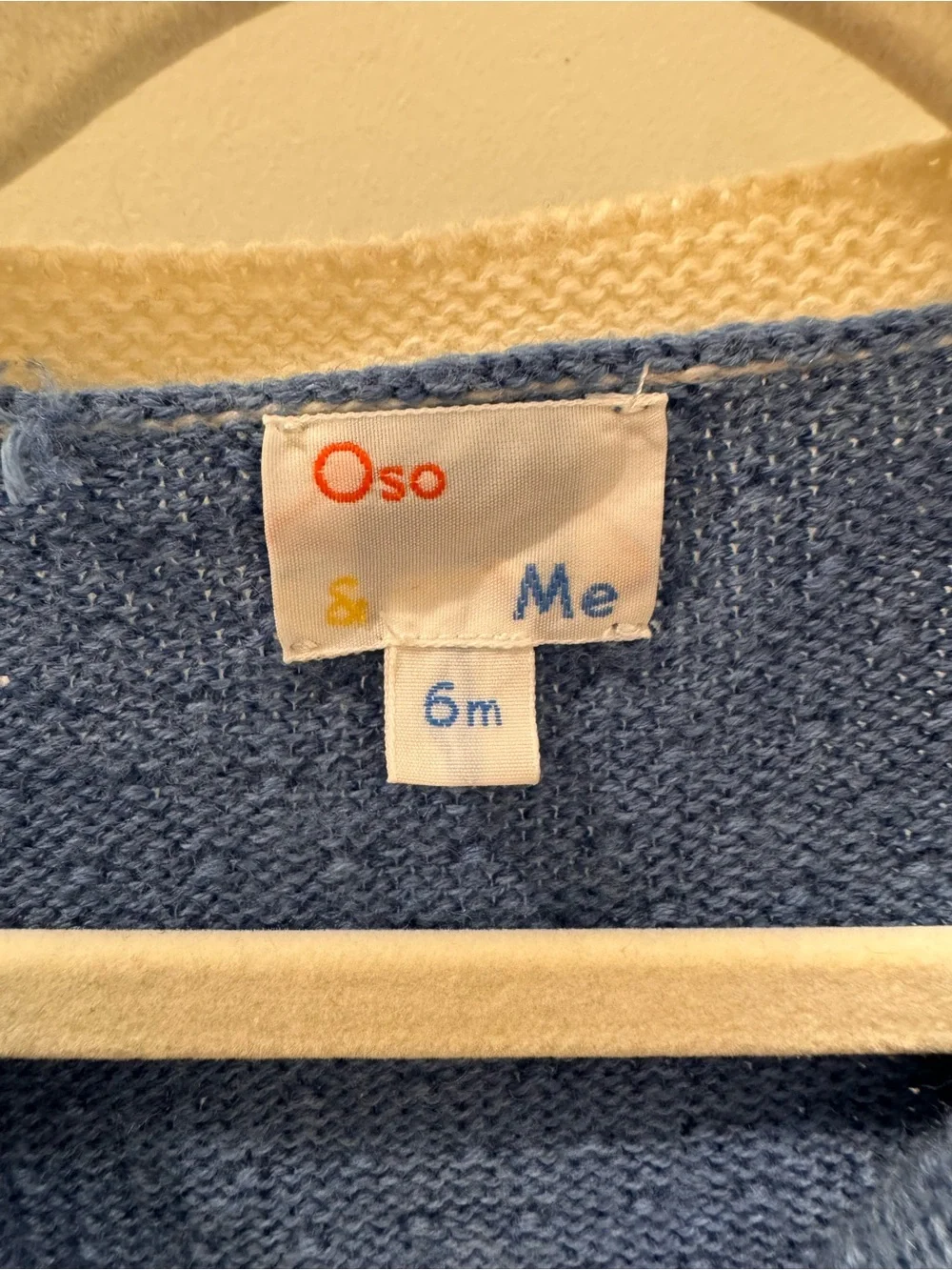 Oso & Me Archie Jumpsuit Soft Knit Blue One-Piece Romper with Ivory Trim 6m